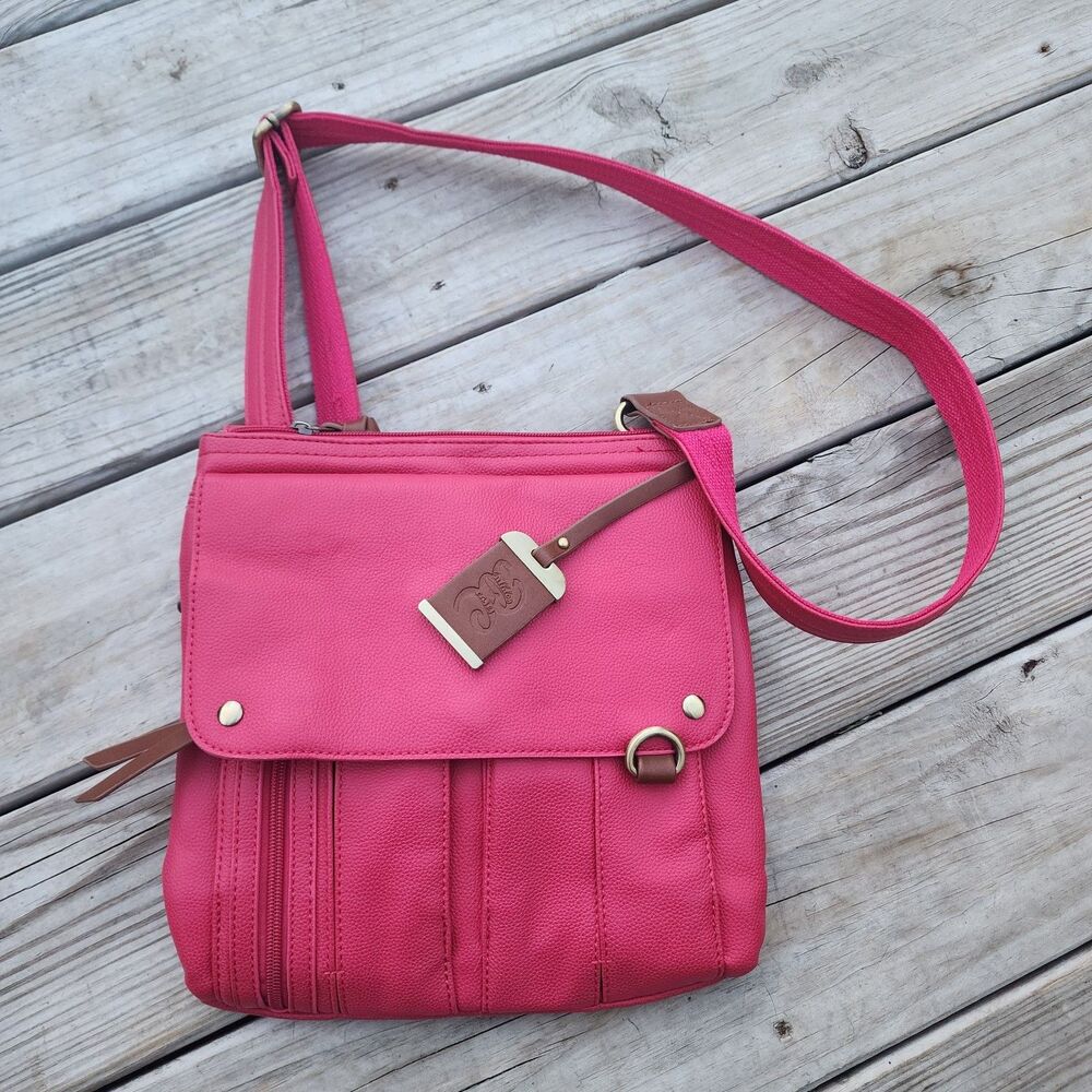 HOT PINK BULLDOG CASES LEATHER CONCEALED CARRY PURSE POCKETBOOK 12x12w/48" STRAP